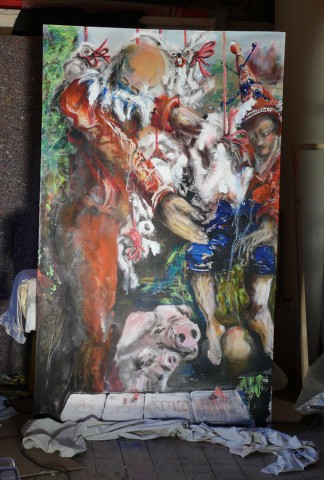 2013 martin franke, baby chase verhaut die Häschen, 175 x 104 cm, 2013